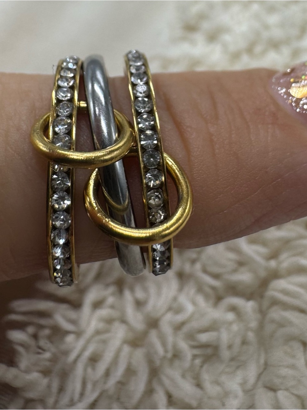 14K Gold Plated Triple Interlocking Band Ring